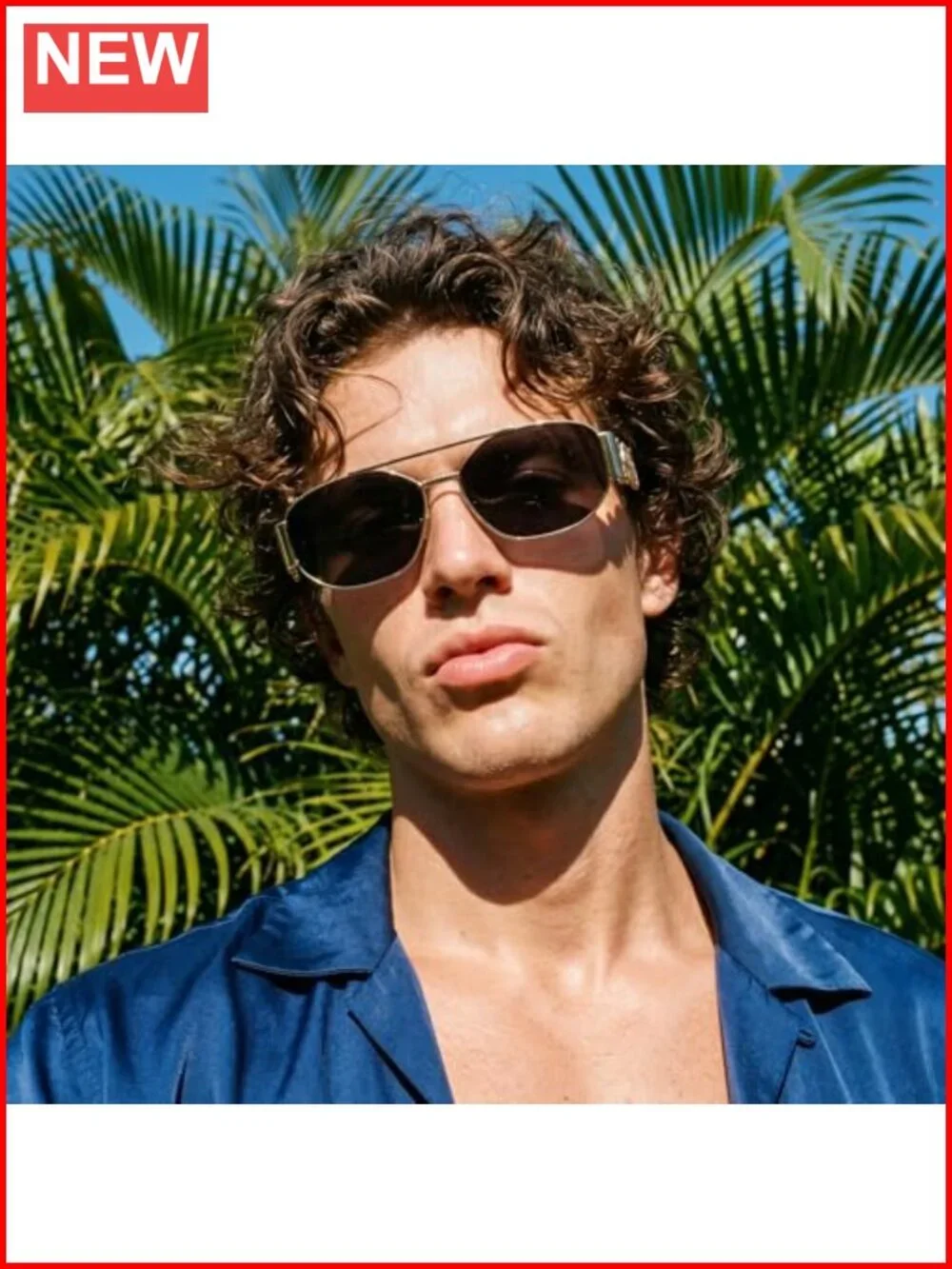 Retro Rectangle Aviator Sunglasses with Chunky Frame UV400 Protection